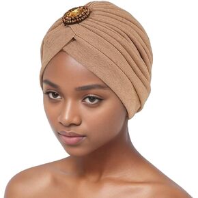 Stretch Turban Cap for Women - Vintage Hair Turbans for Mom African Knot Headwraps Solid Color Soft Bonnet Hair Wrap Beanies