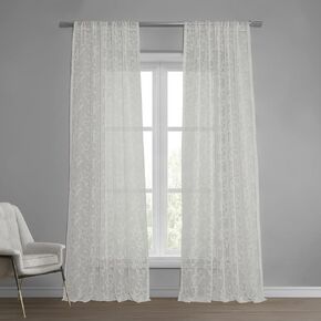 HPD Half Price Drapes Patterned Faux Linen Sheer Curtains for Living Room or Bedroom 50 X 84, SHCH-11745-84 (1 Panel) Paris Scroll