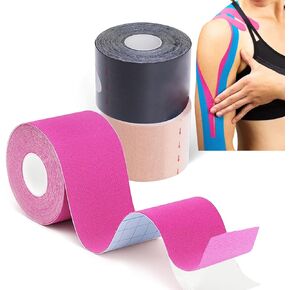 Kinesiology Tape precut (2 Rolls,40 Strips,2" X 10" Strips) Kinesiology Tape Waterproof Breathable Latex Free Tape for Ankle Wrists Knees Running Swimming Elastic Sports Activities Tapes(Beige)