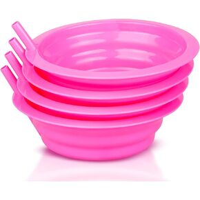 Cibi Kitchens Set of 4 Cereal Bowls with Straws | BPA-Free 22 Ounce Sip-a-Bowl | Microwaveable and Dishwasher Safe Toddler Bowl Set for a Tidy Fuss-Free Breakfast Time | Sip a Bowl Cereal Bowls