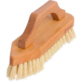 Redecker Tampico Fiber Scrub Brush with Oiled Beechwood Bow-Shaped Handle, 8-5/8-Inches