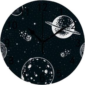 ZHONGJI Wall Clock PVC Hand Draw Red Apples Silent Non Ticking Decorative Battery Operated Accurate Home Kitchen Living Room Bedroom School 10 Inch