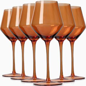 Brown Wine Glasses Set 6-16oz Long Stem-African American Wine Glasses - Hand Blown Amber Stemware for Wedding,Birthday Party in Saudi Arabia