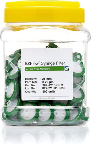 Foxx Life Sciences 384-2216-OEM نايلون EZFlow إعداد عينة مرشح الحقنة، قطر 25 مم. حجم المسام 2 ميكرومتر (عبوة من 100) in Kuwait