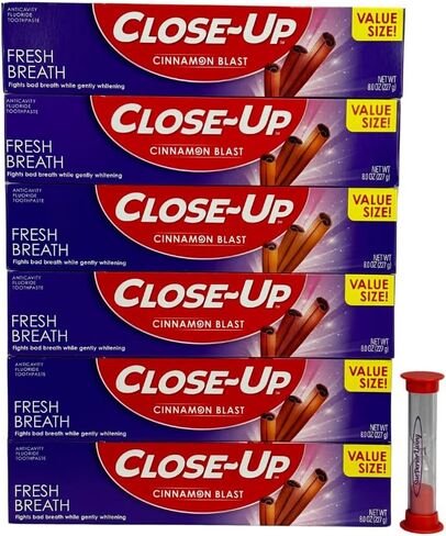 Cinnamon Toothpaste for Adults Bundle Includes 6 Close-Up Toothpaste 8 oz Tubes, Ultra Cinnamon Adult Flavored Toothpaste - 48 oz of Red Toothpaste Gel with 2 Minute Sand Timer by SuePerior Living in Saudi Arabia