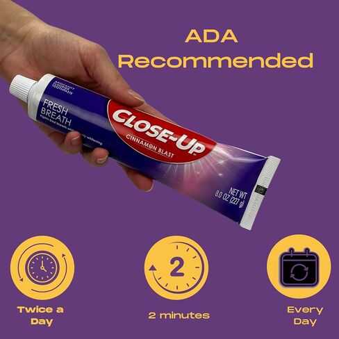 Cinnamon Toothpaste for Adults Bundle Includes 6 Close-Up Toothpaste 8 oz Tubes, Ultra Cinnamon Adult Flavored Toothpaste - 48 oz of Red Toothpaste Gel with 2 Minute Sand Timer by SuePerior Living in Saudi Arabia