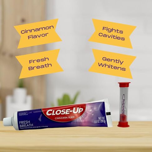 Cinnamon Toothpaste for Adults Bundle Includes 6 Close-Up Toothpaste 8 oz Tubes, Ultra Cinnamon Adult Flavored Toothpaste - 48 oz of Red Toothpaste Gel with 2 Minute Sand Timer by SuePerior Living in Saudi Arabia