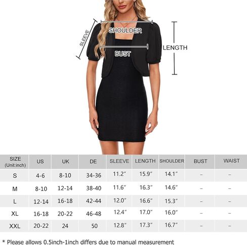 MINTLIMIT Women's Puff Short Sleeve Chiffon Bolero Shrug Open Front Cropped Cardigan Sheer Shrug Top for Evening Dress in Saudi Arabia