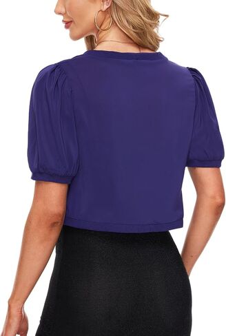 MINTLIMIT Women's Puff Short Sleeve Chiffon Bolero Shrug Open Front Cropped Cardigan Sheer Shrug Top for Evening Dress in Saudi Arabia