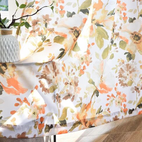 ستائر زهور زرقاء رمادية بطول 84 بوصة لغرفة المعيشة، لوحات ستائر نافذة مرشحة للضوء بطباعة الزهور المتفتحة، ستائر شبه شفافة للخصوصية، 52 × 84 بوصة، لوحتان، أزرق رمادي in Kuwait