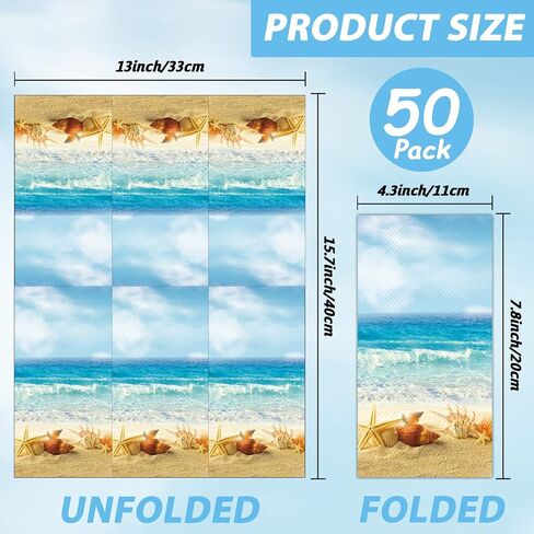 Nautical Beach Napkin Sea Shells Tropical Ocean Hand Napkin Sea Shore Disposable Napkin For Seashells Spa Party Baby Shower Summer Holiday Party Bathroom Hotel Coastal Decorative Towels（100PCS） in Saudi Arabia