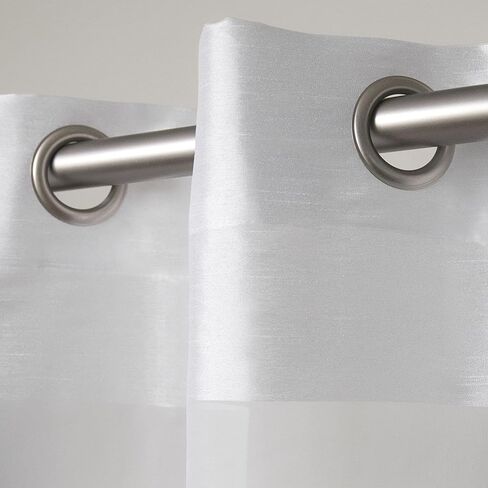 Exclusive Home Navaro Striped Sheer Grommet Top Curtain Panel Pair, 54"x63", White in Saudi Arabia