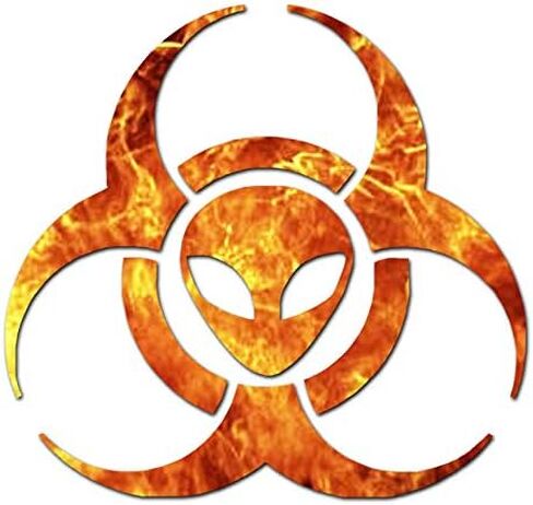 Alien Biohazard Symbol - Vinyl Decal Sticker - 4" x 3.75" - Black in Saudi Arabia