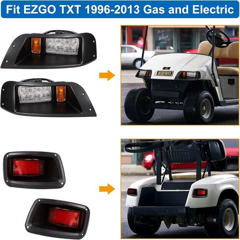 EZGO Light Kit أضواء عربة الغولف 12 فولت LED المصباح الأمامي ومجموعة الضوء الخلفي تجميع الشارع القانوني لنماذج EZGO TXT 1996-2013 in Saudi Arabia
