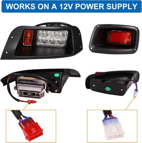 EZGO Light Kit أضواء عربة الغولف 12 فولت LED المصباح الأمامي ومجموعة الضوء الخلفي تجميع الشارع القانوني لنماذج EZGO TXT 1996-2013 in Saudi Arabia