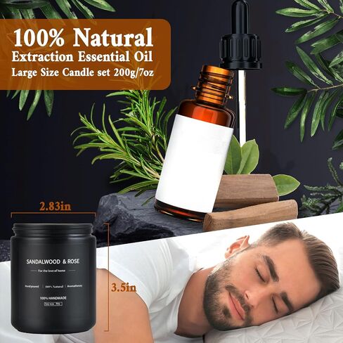 مجموعة هدايا شموع معطرة مكونة من 4 قطع للنساء والرجال، شموع الصويا للمنزل المعطرة، اللافندر/إكليل الجبل والغاردينيا/خشب الصندل والورد/الفانيليا in Saudi Arabia