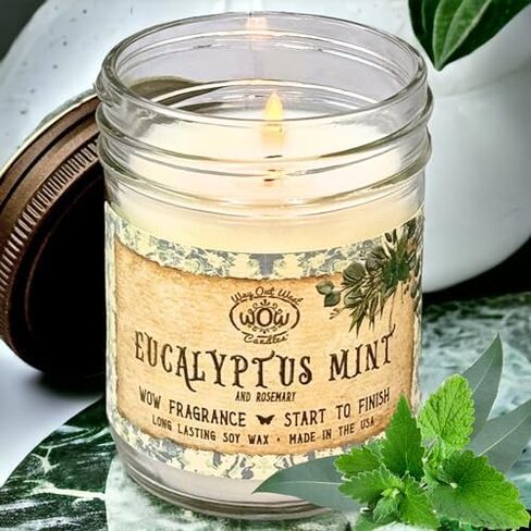 شمعة معطرة للمنزل من Way Out West Candles - عطر منزلي طويل الأمد أو زيوت عطرية - شموع صغيرة هدايا للنساء - 12 أونصة شموع صويا الصنوبر الطبيعية من بينيون - صنع في الولايات المتحدة الأمريكية in Saudi Arabia