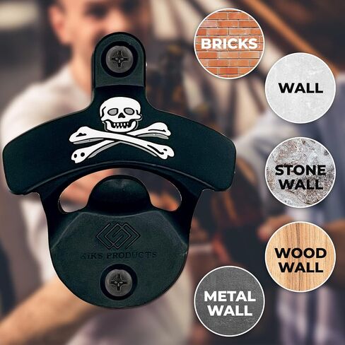 Pirate Skull & Crossbones Wall Mounted Bottle Opener and Cap Catcher Bundle, Beer Opener, Beer Accessories for Men and Women, Kitchens and Bars in Saudi Arabia