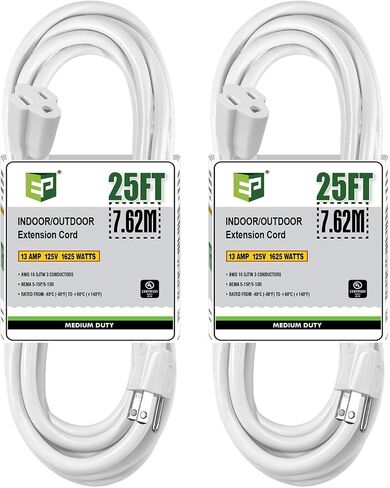 EP 15 Ft Outdoor Extension Cord - 16/3 SJTW Gray Electrical Cable with 3 Prong Grounded Plug, UL Listed in Saudi Arabia