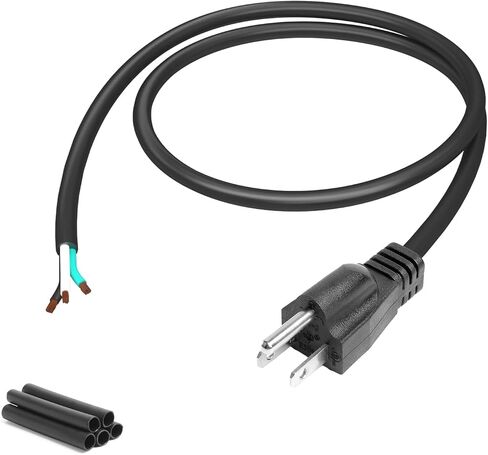 QTEATAK 100cm Male Plug Extension Cord 125V 15A 2-Pole 3-Wire Male Straight Blade Plug with AWG12 Cable, includes 5 Heat Shrink Tubes (Male 1 Pack) in Saudi Arabia