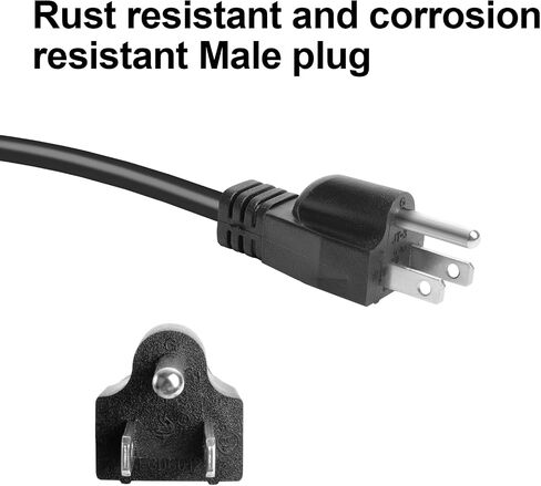 QTEATAK 100cm Male Plug Extension Cord 125V 15A 2-Pole 3-Wire Male Straight Blade Plug with AWG12 Cable, includes 5 Heat Shrink Tubes (Male 1 Pack) in Saudi Arabia