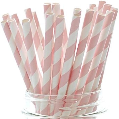 Aqua Blue Striped Drinking Straws - 25 Pack - Vintage Bulk Paper Straws, Aqua Blue Stripe Party Straws in Saudi Arabia