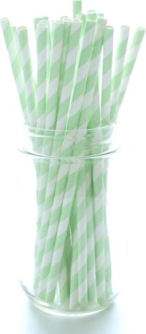 Aqua Blue Striped Drinking Straws - 25 Pack - Vintage Bulk Paper Straws, Aqua Blue Stripe Party Straws in Saudi Arabia
