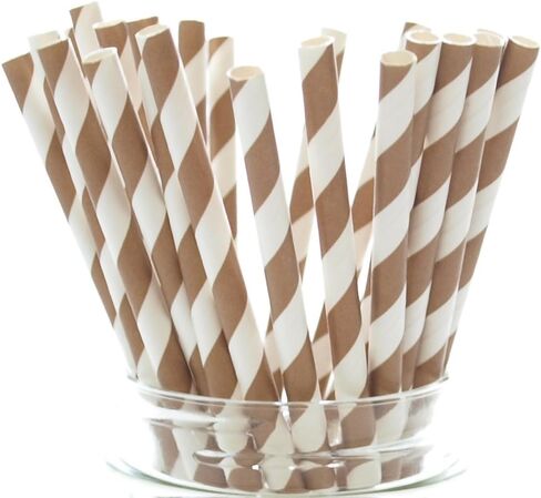 Aqua Blue Striped Drinking Straws - 25 Pack - Vintage Bulk Paper Straws, Aqua Blue Stripe Party Straws in Saudi Arabia
