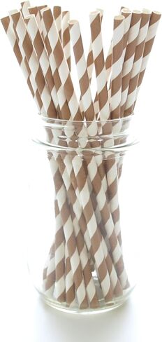 Aqua Blue Striped Drinking Straws - 25 Pack - Vintage Bulk Paper Straws, Aqua Blue Stripe Party Straws in Saudi Arabia