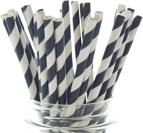 Aqua Blue Striped Drinking Straws - 25 Pack - Vintage Bulk Paper Straws, Aqua Blue Stripe Party Straws in Saudi Arabia