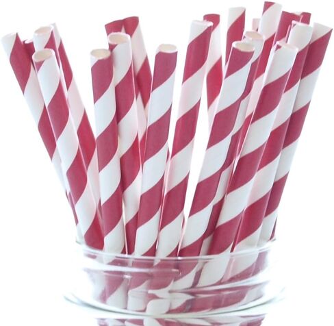Aqua Blue Striped Drinking Straws - 25 Pack - Vintage Bulk Paper Straws, Aqua Blue Stripe Party Straws in Saudi Arabia