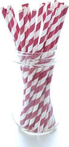 Aqua Blue Striped Drinking Straws - 25 Pack - Vintage Bulk Paper Straws, Aqua Blue Stripe Party Straws in Saudi Arabia
