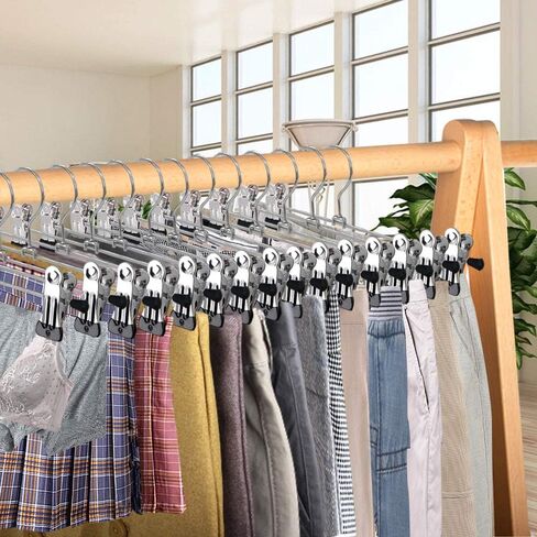 NORTHERN BROTHERS Pants Hangers with Clips 20 Pack, Adjustable Skirt Hangers for Women Metal Pants Hangers for Jeans in Saudi Arabia