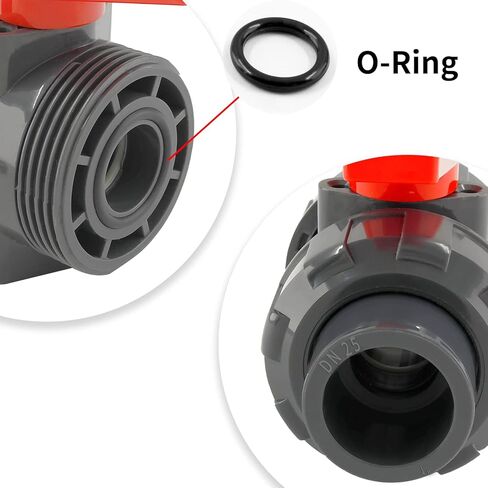 1 "PVC True Union Ball Valve، صمام كروي ذو مقبس منزلق مع منفذ كامل، حلقة دائرية EPDM، مصنف عند 150 رطل لكل بوصة مربعة، مقبس 1 بوصة in Kuwait