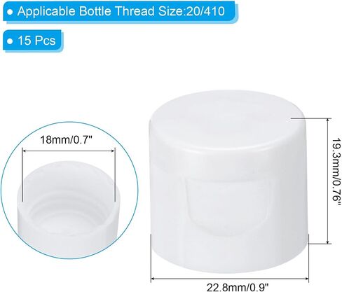 PATIKIL 20/410 Replacement Flip Caps, 15Pcs Inner Dia 0.8" Plastic Reusable Non-Spill Bottle Lid for Paint Dispensing Squeeze Shampoo Drinking Bottles, Black in Saudi Arabia
