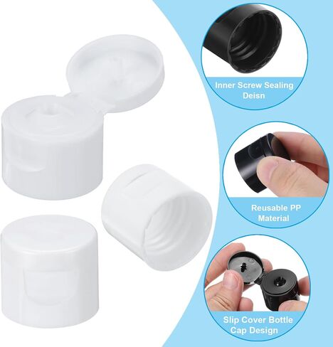 PATIKIL 20/410 Replacement Flip Caps, 15Pcs Inner Dia 0.8" Plastic Reusable Non-Spill Bottle Lid for Paint Dispensing Squeeze Shampoo Drinking Bottles, Black in Saudi Arabia