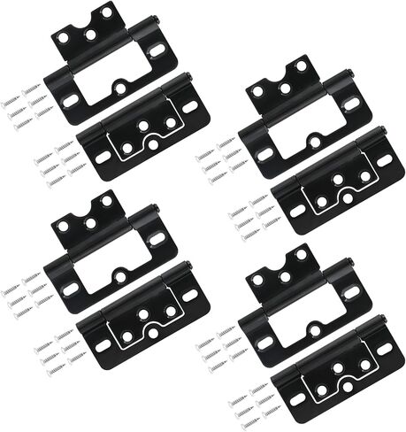 2PCS Non-Mortise Hinges 3 inch Black Door Hinges with Mounting Screws, Chest Hinges Heavy Duty Bifold Door Hinges Iron Cabinet Hinges, Precision Butt Hinge for Furniture Windows Cupboard in Kuwait