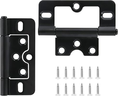 2PCS Non-Mortise Hinges 3 inch Black Door Hinges with Mounting Screws, Chest Hinges Heavy Duty Bifold Door Hinges Iron Cabinet Hinges, Precision Butt Hinge for Furniture Windows Cupboard in Kuwait