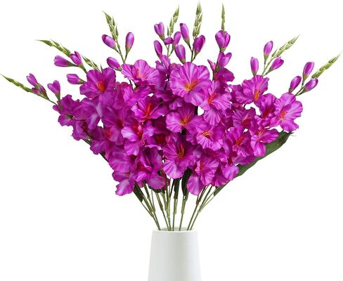 IPOPU 10 PCS Gladiolus Artificial Flowers 30.3 in Gladiolus Flowers Silk Gladiolus Flowers with Stems Artificial Gladiolus Flowers Faux Gladiolus for Home Wedding Office Decoration(Dark Purple) in Saudi Arabia