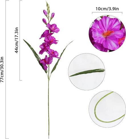 IPOPU 10 PCS Gladiolus Artificial Flowers 30.3 in Gladiolus Flowers Silk Gladiolus Flowers with Stems Artificial Gladiolus Flowers Faux Gladiolus for Home Wedding Office Decoration(Dark Purple) in Saudi Arabia