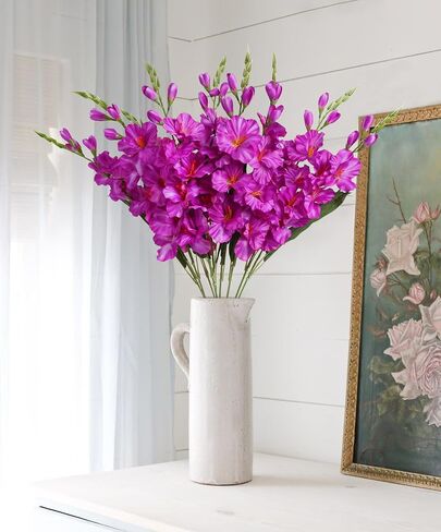 IPOPU 10 PCS Gladiolus Artificial Flowers 30.3 in Gladiolus Flowers Silk Gladiolus Flowers with Stems Artificial Gladiolus Flowers Faux Gladiolus for Home Wedding Office Decoration(Dark Purple) in Saudi Arabia