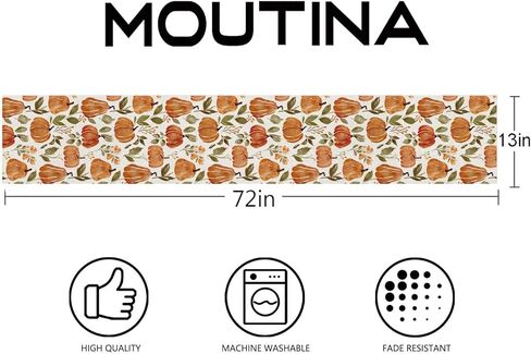 مفرش طاولة قرع الخريف مقاس 13 × 72 بوصة، ديكورات طاولة القرع بالألوان المائية للحصاد الموسمي في الخريف وعيد الشكر في المزرعة المنزلية والمطبخ وحفلات الطعام in Kuwait