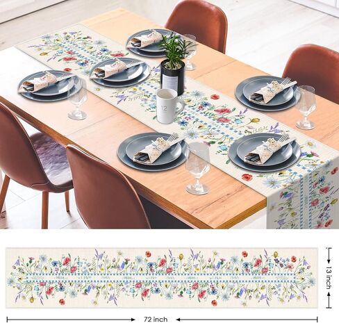 Emvency Spring Floral Table Runner, Seasonal Summer Wild Flower Table Runners for Kitchen Coffee Table Family Dinners Holiday Parties Wedding Events Decor(13x72 inch) in Saudi Arabia