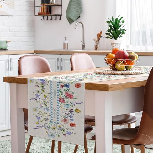 Emvency Spring Floral Table Runner, Seasonal Summer Wild Flower Table Runners for Kitchen Coffee Table Family Dinners Holiday Parties Wedding Events Decor(13x72 inch) in Saudi Arabia