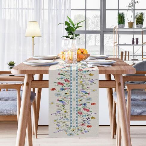 Emvency Spring Floral Table Runner, Seasonal Summer Wild Flower Table Runners for Kitchen Coffee Table Family Dinners Holiday Parties Wedding Events Decor(13x72 inch) in Saudi Arabia