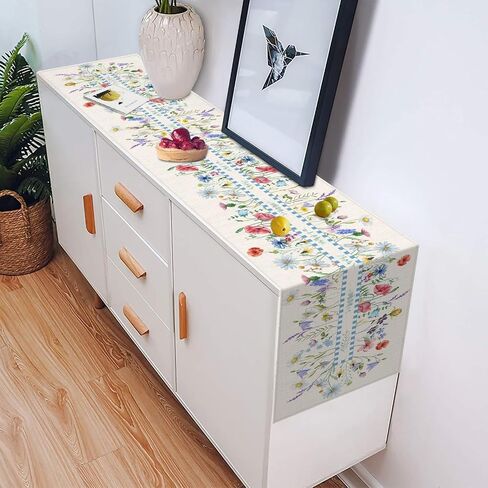 Emvency Spring Floral Table Runner, Seasonal Summer Wild Flower Table Runners for Kitchen Coffee Table Family Dinners Holiday Parties Wedding Events Decor(13x72 inch) in Saudi Arabia