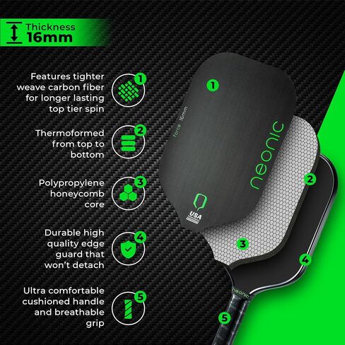 Force 16mm Carbon Fiber Pickleball Paddle, Thermoformed Elongated Professional Paddle with Foam Injection Unibody in Saudi Arabia