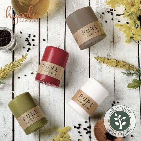HYOOLA PURE Natural Pillar Candles - Made of 100% Natural Wax - Paraffin Free - 2.7 x 5 Inch - White Pillar Candles - 3 Pack in Saudi Arabia