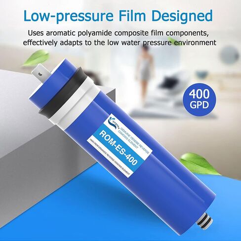 استبدال فلتر غشاء RO 400 GPD مع مبيت غشاء التناضح العكسي، مفتاح ربط، تركيب سريع 1/4 بوصة، صمام فحص، مناسب تحت المغسلة RO نظام تنقية فلتر مياه الشرب المنزلي in Kuwait
