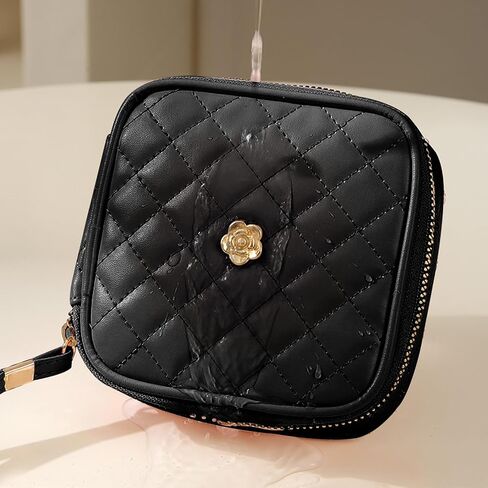 KOTORA Mini Makeup Bag for Purse,Sanitary Napkin Storage Bags,Small Cosmetic Travel Bag Pouch, Coin Purse, Girls Period Bag Feminine Period Pouch for Teen Girls Women (Black) in Saudi Arabia